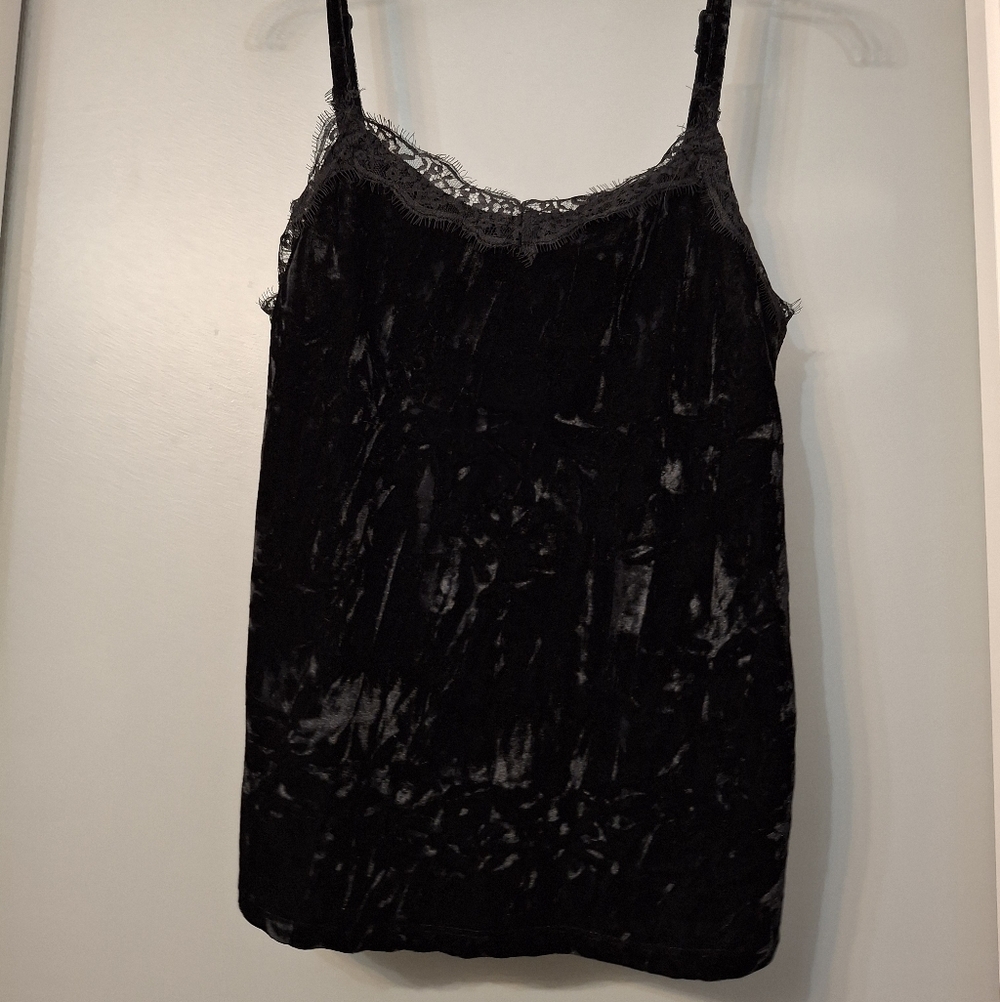 Rue21 Black Velvet & Lace Camisole Top